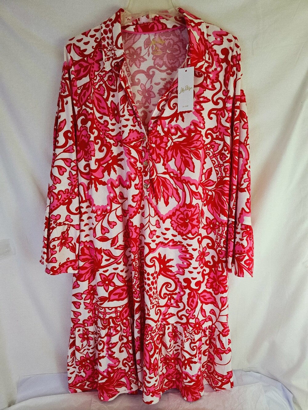 Lilly Pulitzer Delany Stretchy Shirt Dress Size XL NWT Socialite 100% Cotton